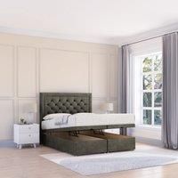 Sloomy Jasmine Dumfries Fabric Ottoman Bed End Opening With Sprung Memory Mattress & 26 Inch strut Headboard in Dark Grey | Size: Super King