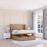 Devonshire Naples Fabric Ottoman Bed End Opening With Sprung Memory Mattress & 54 Inch Floorstanding Headboard With Wings