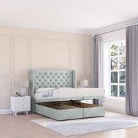 Sloomy Dior Naples Fabric Ottoman Bed End Opening With Sprung Memory Mattress & 54 Inch Floorstanding Headboard With Wings | Size: Super King