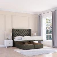 Sloomy Dior Dumfries Fabric Ottoman Bed End Opening With Sprung Memory Mattress & 54 Inch Floorstanding Headboard With Wings | Size: Super King