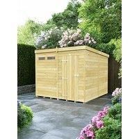 Flat Pack Sheds DIY Sheds 8 x 8 Security Pent Shed, Brown