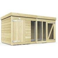 DIY Sheds 8 x 4 Dog Kennel And Run, Brown