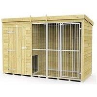 DIY Sheds 10 x 4 Dog Kennel And Run (Full Height With Bars), Brown