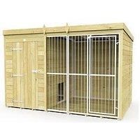 DIY Sheds 10 x 6 Dog Kennel And Run (Full Height With Bars), Brown