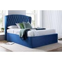 Luxury Winged Georgia Velvet Ottoman Bed Frame - Blue