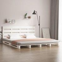 Bed Frame White 140x200 cm Solid Wood Pine