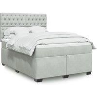 Box Spring Bed with Mattress Light Grey 140x190 cm Velvet
