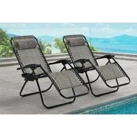 2 Zero Gravity Reclining Garden Sun Loungers
