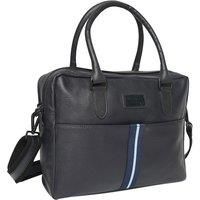 Real Leather Messenger Bag With Navy & Light Blue Stripe!