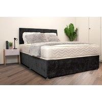 Charcoal Suede Divan Bed Set W/ Hypo-Allergenic Mattress - 12 Options!