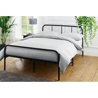 Metal Frame Bed And Headboard With Under Storage Space