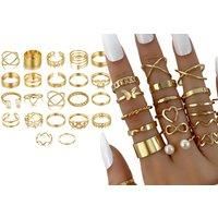 22-Piece Boho Fashion Ring Set - Gold Or Silver