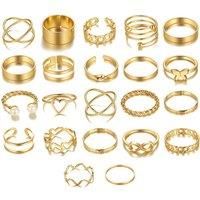 22-Piece Boho Fashion Ring Set - Gold Or Silver