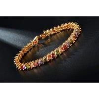 Rose Gold Tone Bracelet With Multicolour Crystals