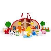 Bigjigs Toys Mini Farm Yard Play Sets with Wooden Animals - Wooden Farm Set, Childrens Farm Set, Farm Toys, Animal Playset with Animal Toys, Quality Farm Sets
