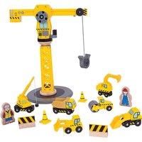 Bigjigs Toys Bigjigs Rail Wooden Yellow Crane Construction Set