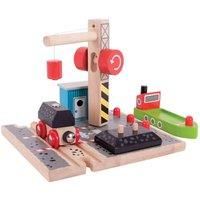 Bigjigs Rail Coal Canal Docks Wooden Train Track Accessories - Bigjigs Train Accessories for Kids Train Sets with Working Wooden Crane, Trains for Kids