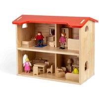 Bigjigs Toys Wooden Dolls House Complete with Accessories Furniture Family
