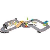 Bigjigs Rail Roadway Race Day Car Track - Wooden Car Race Track for Kids with 3 Racing Cars, 3 Racing Car Drivers, a Grand Stand, Podium, Barriers & much more, Race Tracks for Boys