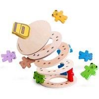 Bigjigs Toys Teddy Tumbling Tower Game - 49pc Stacking Tower for 3+ Years, Colourful Balancing Puzzles, Quality Wooden Stacking Toys & Montessori Toys for Kids