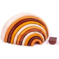 Bigjigs Toys Wooden Rainbow Stacker - 11 Piece Stacking Toys, Natural Wooden Rainbow, Wooden Stacking Toys, Charming Nursery Decoration, Rainbow Toys For Babies And Toddlers 18+ Months