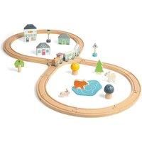 Bigjigs Toys FSC Certified Woodland Animal Train Set - 42pc Eco Figure of 8 Wooden Train Set with Forest Accessories & Wooden Train Track, Wooden Toys for 3 4 5 6 Year Olds