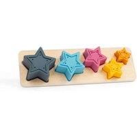 Bigjigs Toys Shooting Star Sorter - 5pc Silcone Shape Sorter, Montessori Toys, Wooden Toys 1 Year Old, Baby Sensory Toys, Sustainably Made