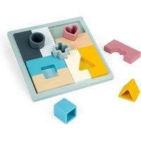 Bigjigs Toys Mosaic Puzzle - 2-in-1 Wooden Puzzles & Shape Matching Game, Baby Toddler Jigsaws, Sustainable Wood Pieces with 100% Silicone Shapes, Montessori Toys, Gifts For 1 2 3 Year Old