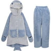 Snuggle Worthy Shark Couple Pyjamas In 2 Options - Black