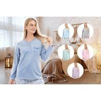 Women'S Personalised Fleece Pyjamas - Uk Sizes 8-18 - Blue