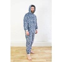 Fox In A Box Men's Grey Star Onesie In Super Soft Fleece | Size: 2XL