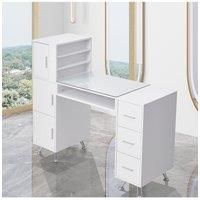 Manicure Table with Tempered Glass Top and Wrist Cushion