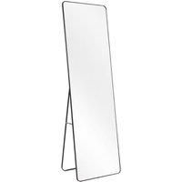 160 x 50cm Black Framed Rounded Rectangle Full Length Mirror - Standing or Wall-Mounted