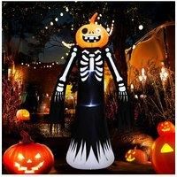 9FT Halloween Inflatable Pumpkin Head Skeleton with LED Lights, Outdoor Decor for Haunted House, Yard, Lawn