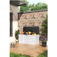 290L Waterproof Large Plastic Garden Storage Box with Wheels,Black