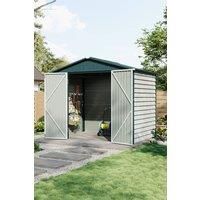 8x6 FT Metal Shed Garden Tool Storage Shed with Waterproof Apex Roof,Double Doors and Two Clear Windows for Nature Light,White