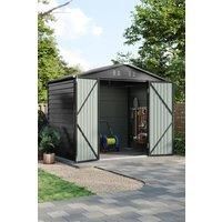 8x6 FT Metal Shed Garden Tool Storage Shed with Waterproof Apex Roof,Double Doors and Two Clear Windows for Nature Light,Black