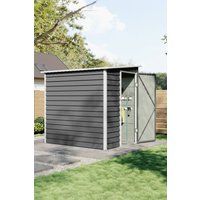 Living and Home 4x6 FT Outdoor Metal Shed Heavy-Duty Garden Storage Tool Shed with Waterproof Pent Roof, Lockable Door(Grey) in Grey