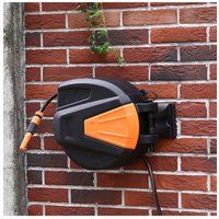 Living and Home Rewind Retractable Hose Reel Wall Mounted for Garden Use in Black