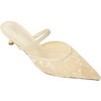 Lace Mesh Pointed Toe Heeled Mules Sandals