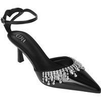 MODISHION Women's Elegant Pointed-Toe Heels with Adjustable Ankle Strap in Black | Size: 5.5