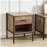 Wooden Nightstand with Drawer for Sofa