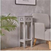 French Style 73cm High 2-Tier Slim Side Table with Drawer & Bookshelf