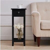 2-Tier Wooden Nightstand with Drawer & Shelf for Bed & Sofa Side