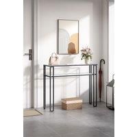 Modern 2-Tier Tempered Glass Console Table - Multi-Functional