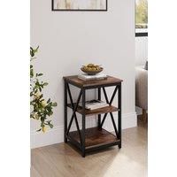 Vintage Square Wooden Side Table with Dual Shelves