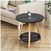 Double-Tier Round Wooden Side Table