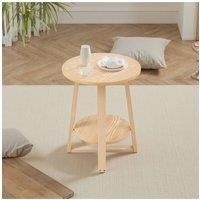 2-Tier Round Wooden Coffee Side Table