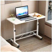 Living and Home Height Adjustable Tiltable Mobile Laptop Desk in White