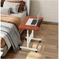 Living and Home Height Adjustable Tiltable Mobile Laptop Desk in Walnut